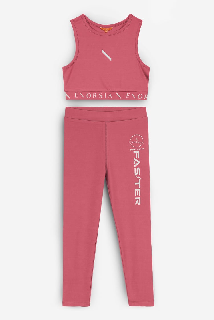 Girls Printed Sporty Vest and Leggings Set