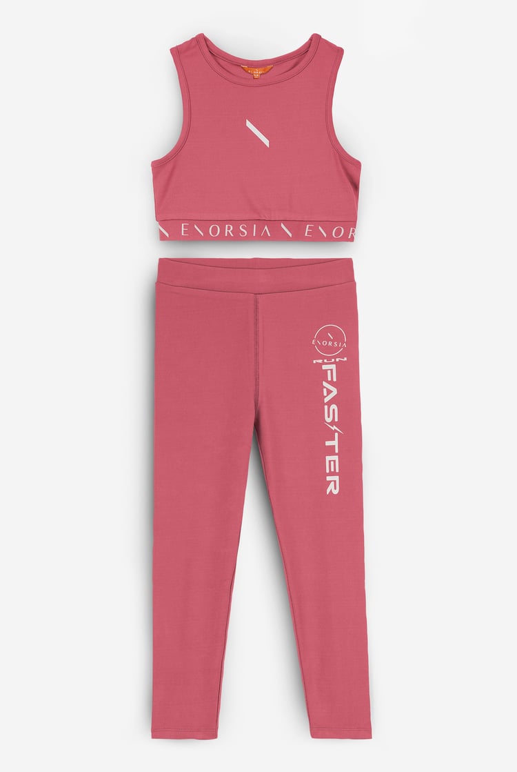 Girls Printed Sporty Vest and Leggings Set