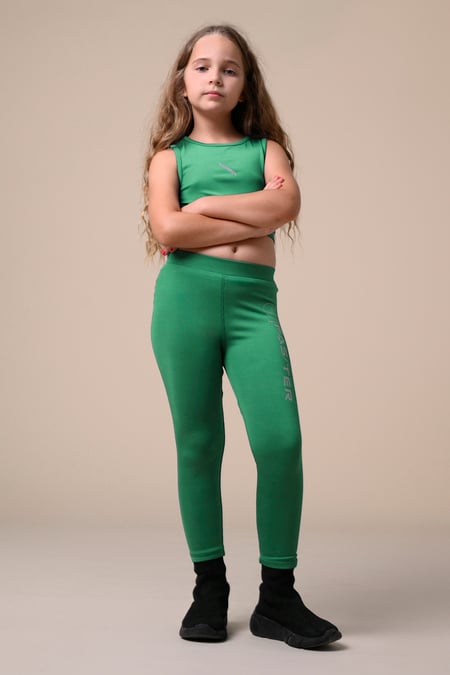 Girls Blue Printed Sporty Vest and Leggings Set