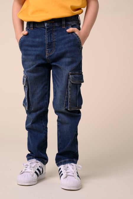 Boys Deep Blue Cargo Jeans (3yrs-9yrs)
