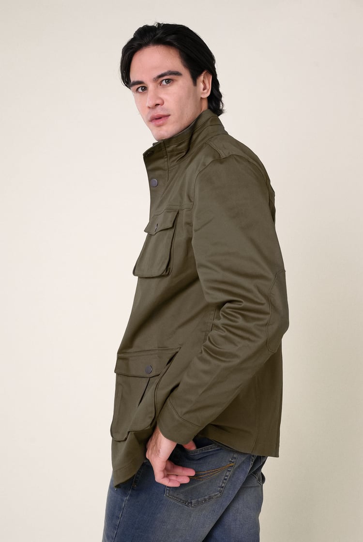 Mens Dark Olive Utility Jacket