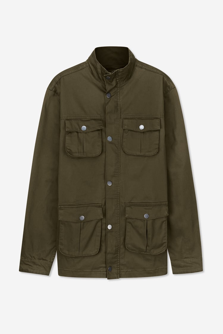 Mens Dark Olive Utility Jacket