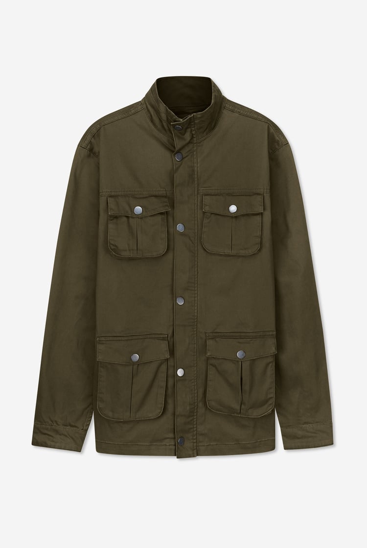 Mens Dark Olive Utility Jacket