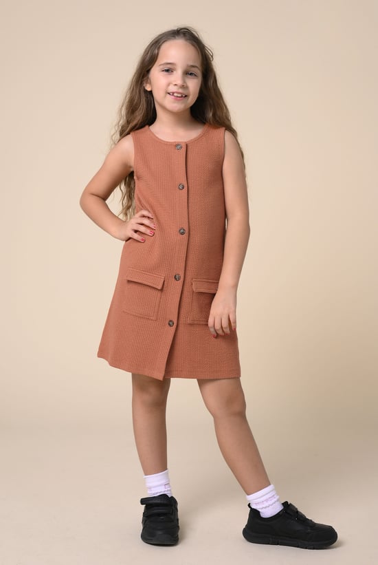 Girls Sleeveless Button Front Dress (2yrs-9yrs)