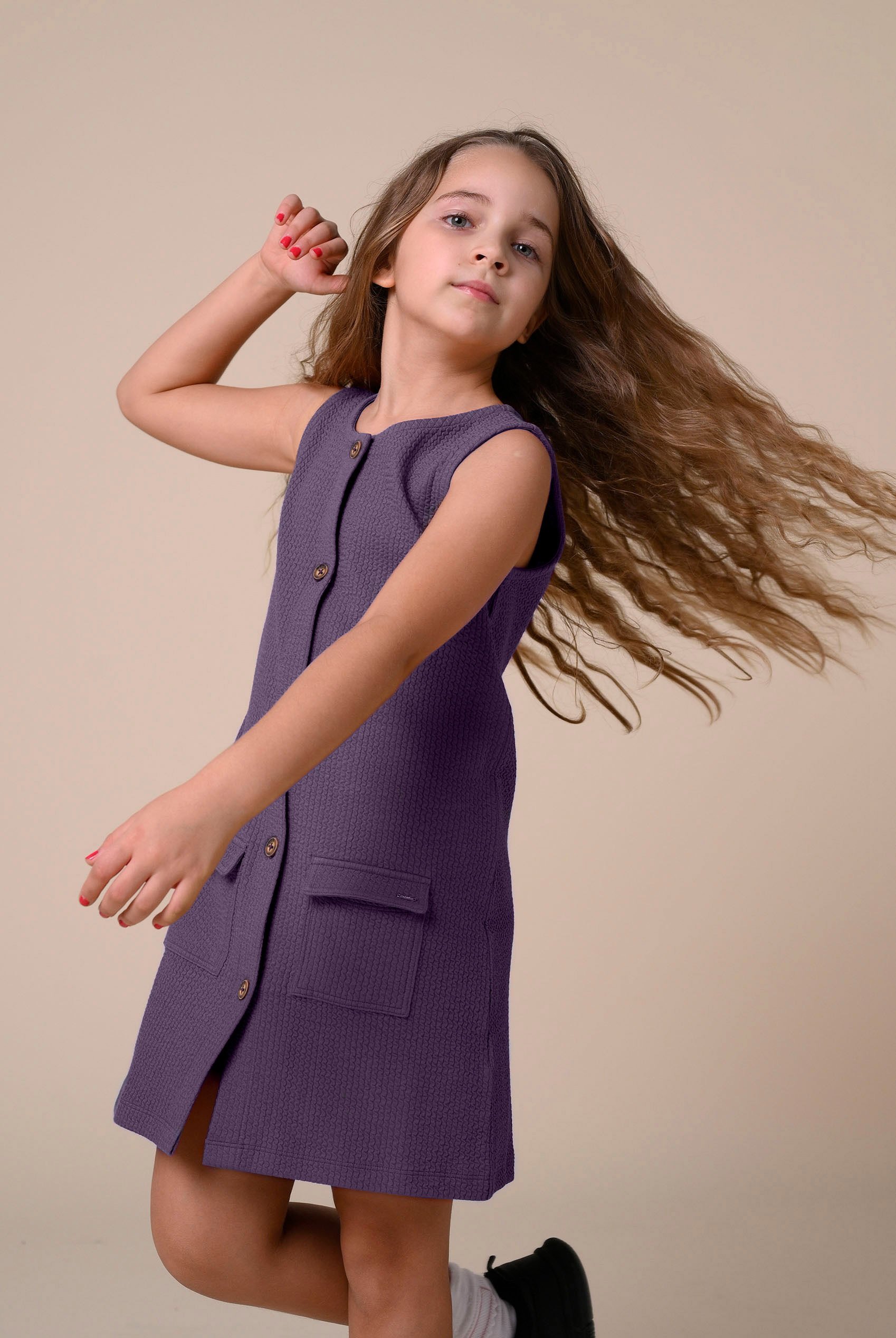 Girls Sleeveless Button Front Dress (2yrs-9yrs)