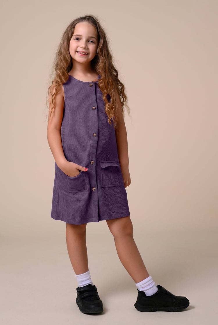 Girls Sleeveless Button Front Dress (2yrs-9yrs)