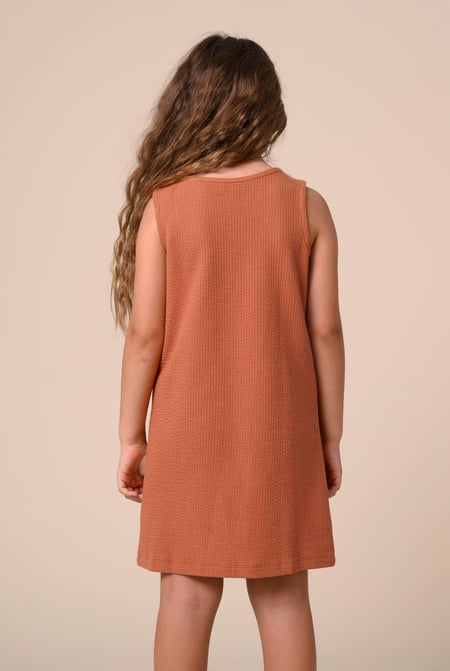 Girls Orange Sleeveless Button Front Dress (2yrs-9yrs)