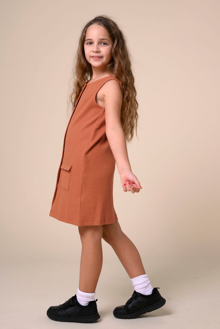 Girls Sleeveless Button Front Dress (2yrs-9yrs)