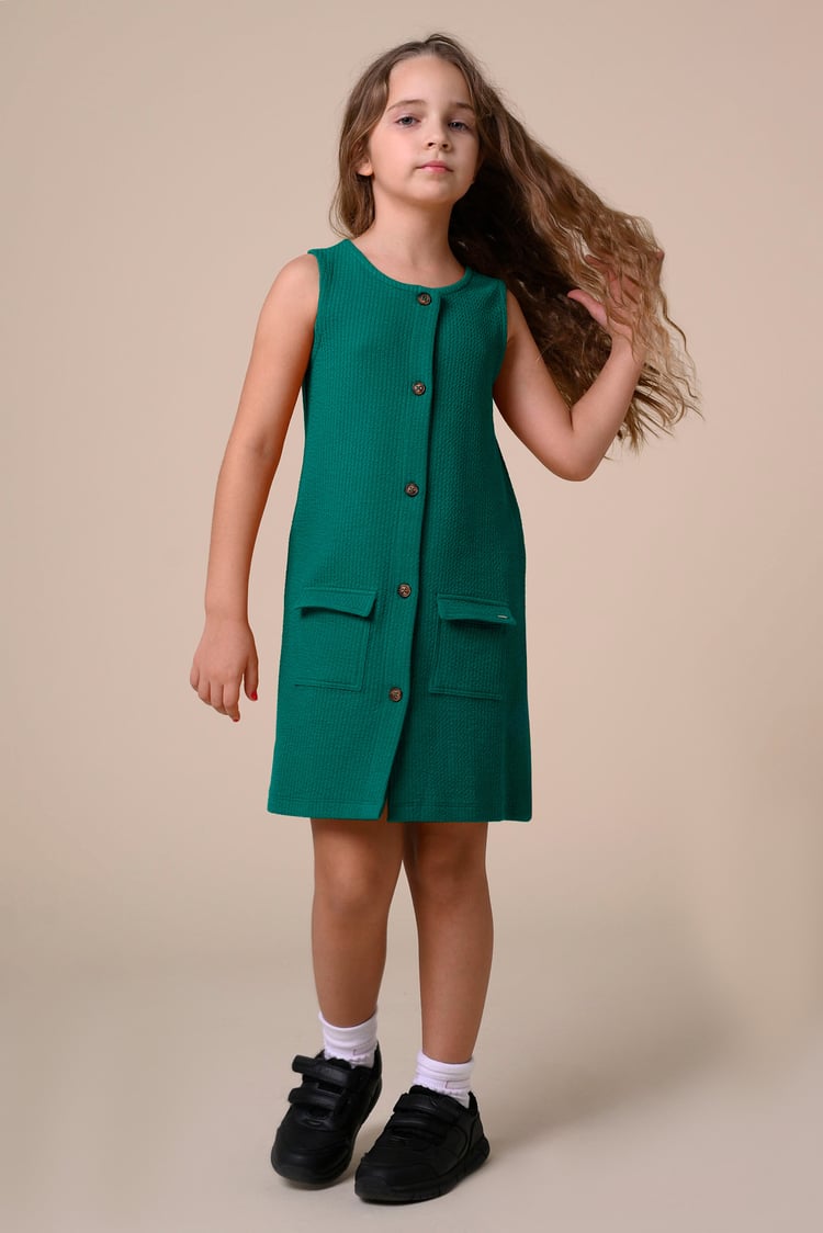 Girls Sleeveless Button Front Dress (2yrs-9yrs)