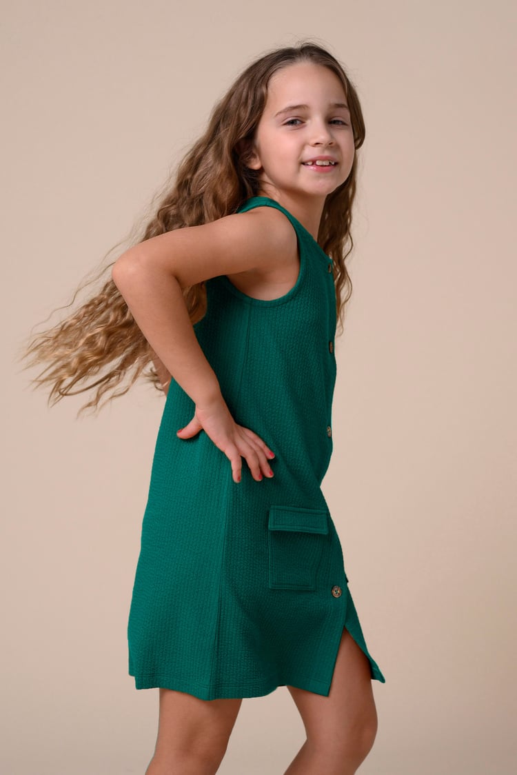 Girls Sleeveless Button Front Dress (2yrs-9yrs)