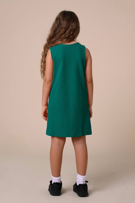 Girls Green Sleeveless Button Front Dress (2yrs-9yrs)