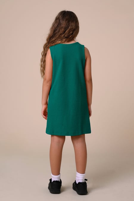 Girls Green Sleeveless Button Front Dress (2yrs-9yrs)