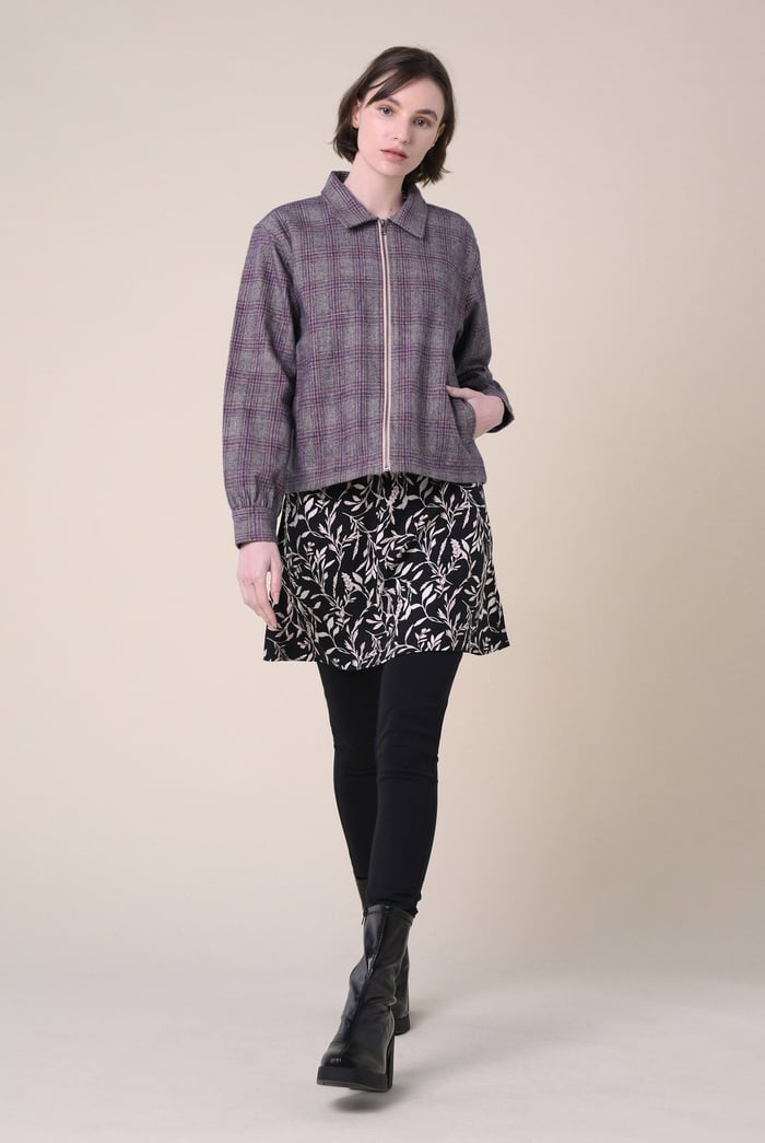 Yarn Dyed Check Cropped Jacket