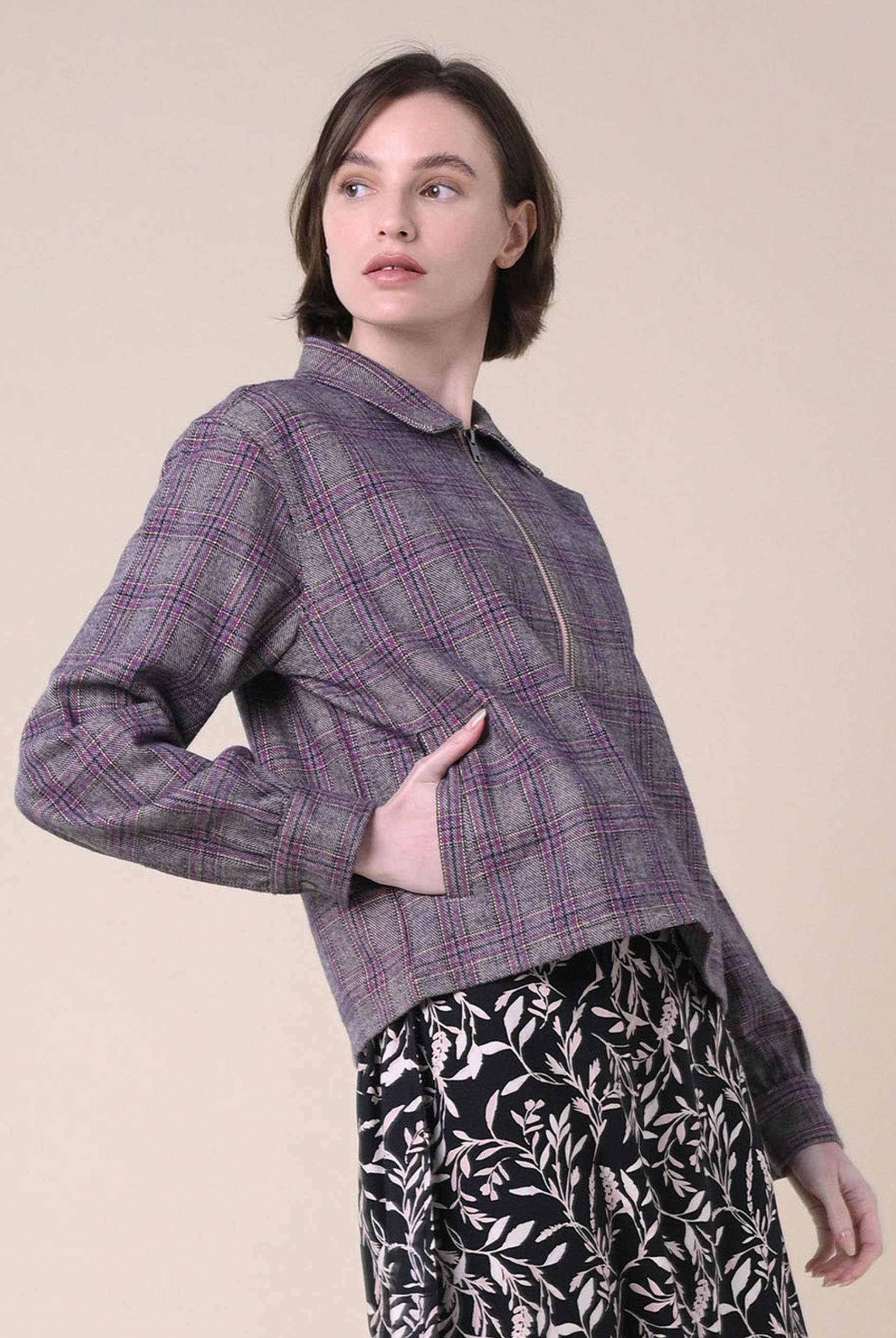 Yarn Dyed Check Cropped Jacket