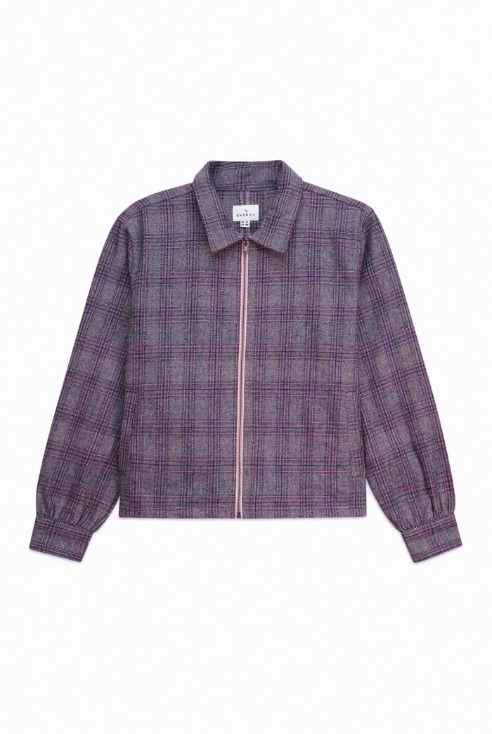 Yarn Dyed Check Cropped Jacket