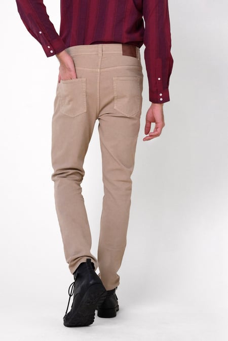 Mens Khaki Slim Fit Coloured Denim