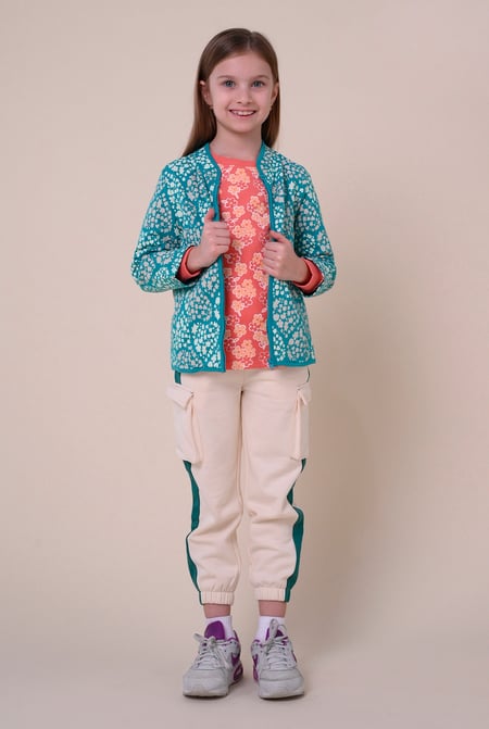 Girls Green Printed Zip Through Jacket (12/18mths-7yrs)