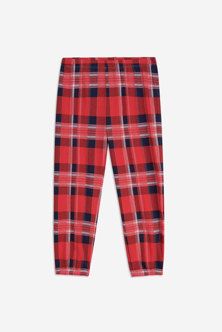 Girls Solid Top & Check Pyjama Set (2/3yrs-8/9yrs)