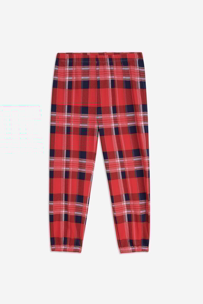 Girls Solid Top & Check Pyjama Set (2/3yrs-8/9yrs)