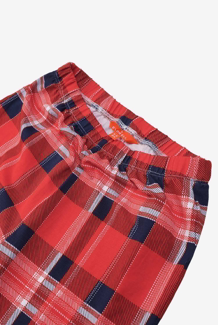 Girls Solid Top & Check Pyjama Set (2/3yrs-8/9yrs)