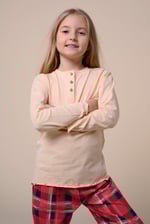 Girls Solid Top & Check Pyjama Set (2/3yrs-8/9yrs)