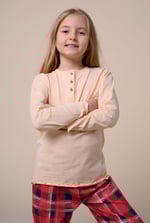 Girls Solid Top & Check Pyjama Set (2/3yrs-8/9yrs)