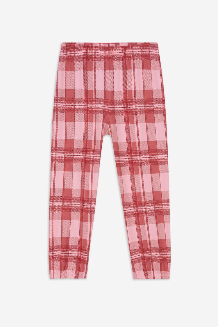 Girls Solid Top & Check Pyjama Set (2/3yrs-8/9yrs)