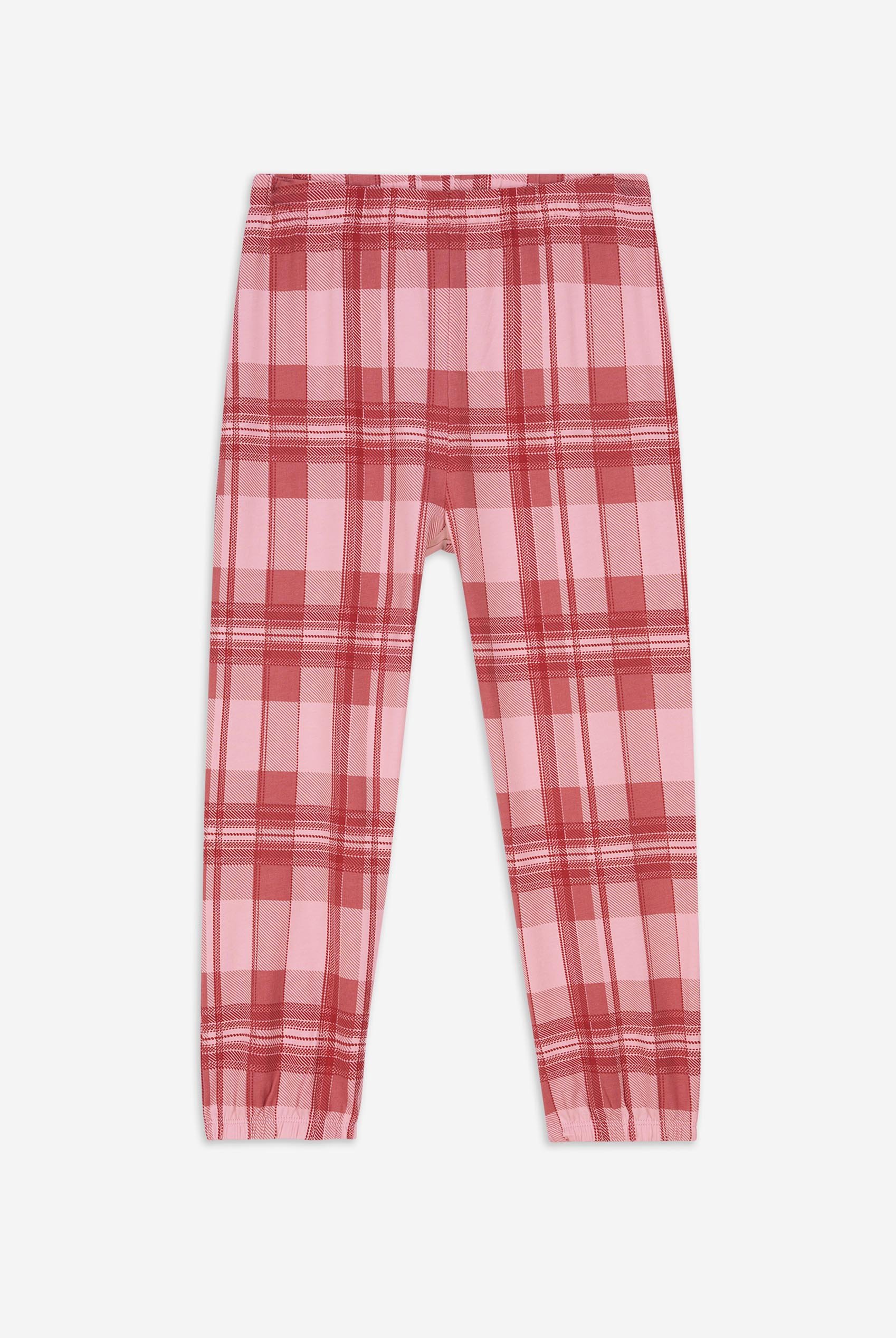 Girls Solid Top & Check Pyjama Set (2/3yrs-8/9yrs)