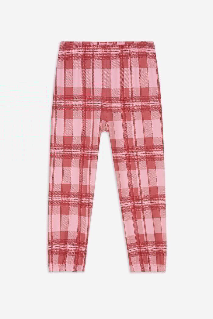 Girls Solid Top & Check Pyjama Set (2/3yrs-8/9yrs)