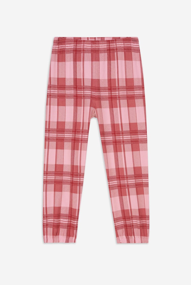 Girls Solid Top & Check Pyjama Set (2/3yrs-8/9yrs)