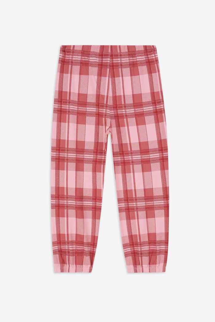 Girls Solid Top & Check Pyjama Set (2/3yrs-8/9yrs)