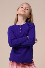 Girls Solid Top & Check Pyjama Set (2/3yrs-8/9yrs)