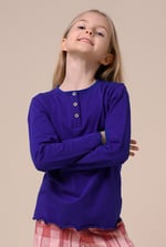 Girls Solid Top & Check Pyjama Set (2/3yrs-8/9yrs)