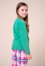 Girls Solid Top & Check Pyjama Set (2/3yrs-8/9yrs)