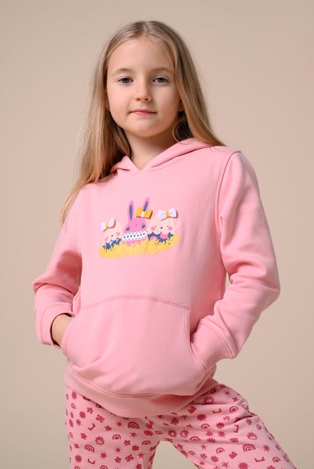 Pink Happy Easter Egg With Bow Hoodie (12/18mths-7yrs)