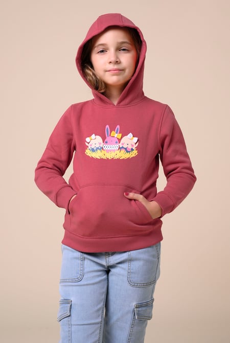 Pink Happy Easter Egg With Bow Hoodie (12/18mths-7yrs)