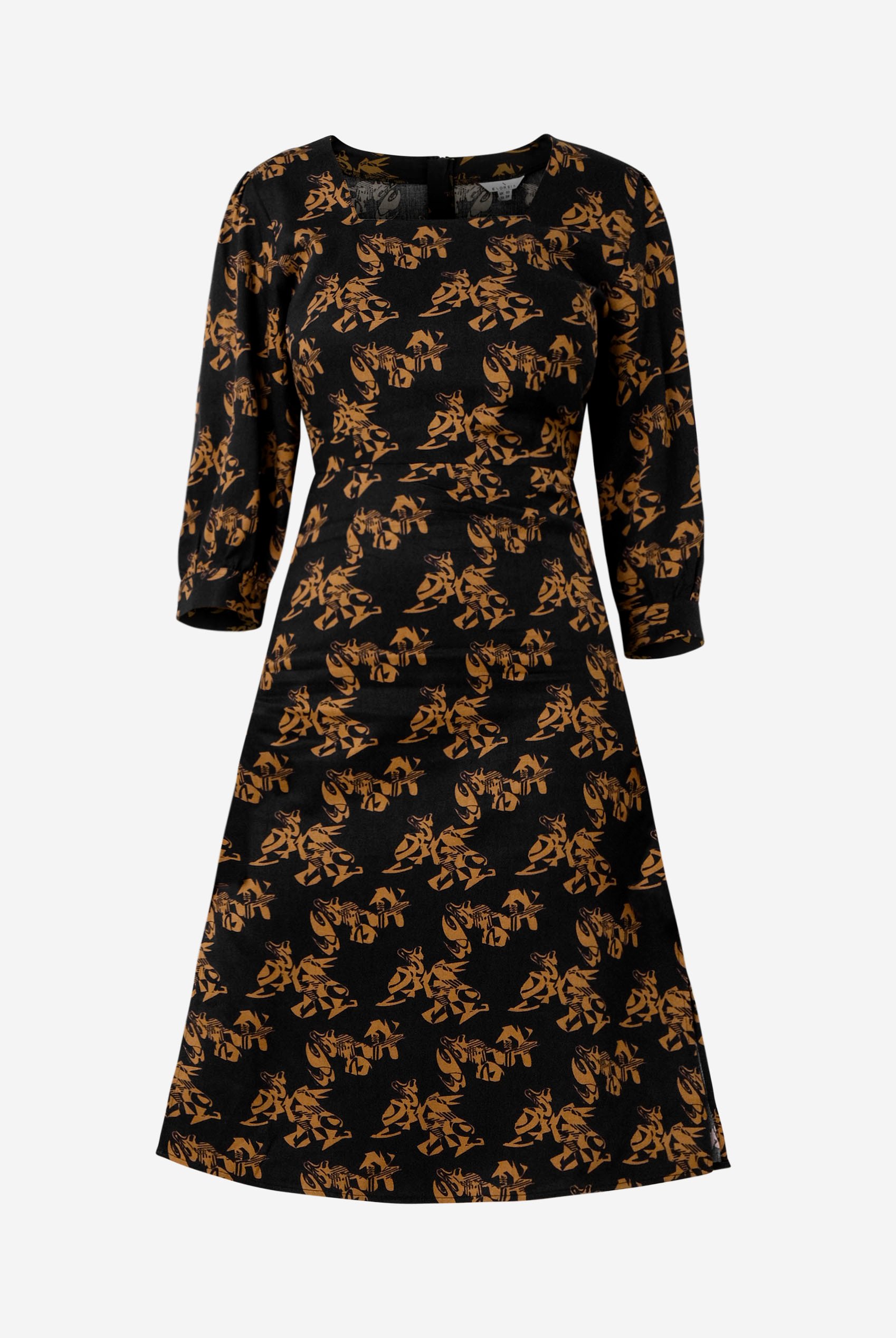 Womens Printed Square Neck Dress
