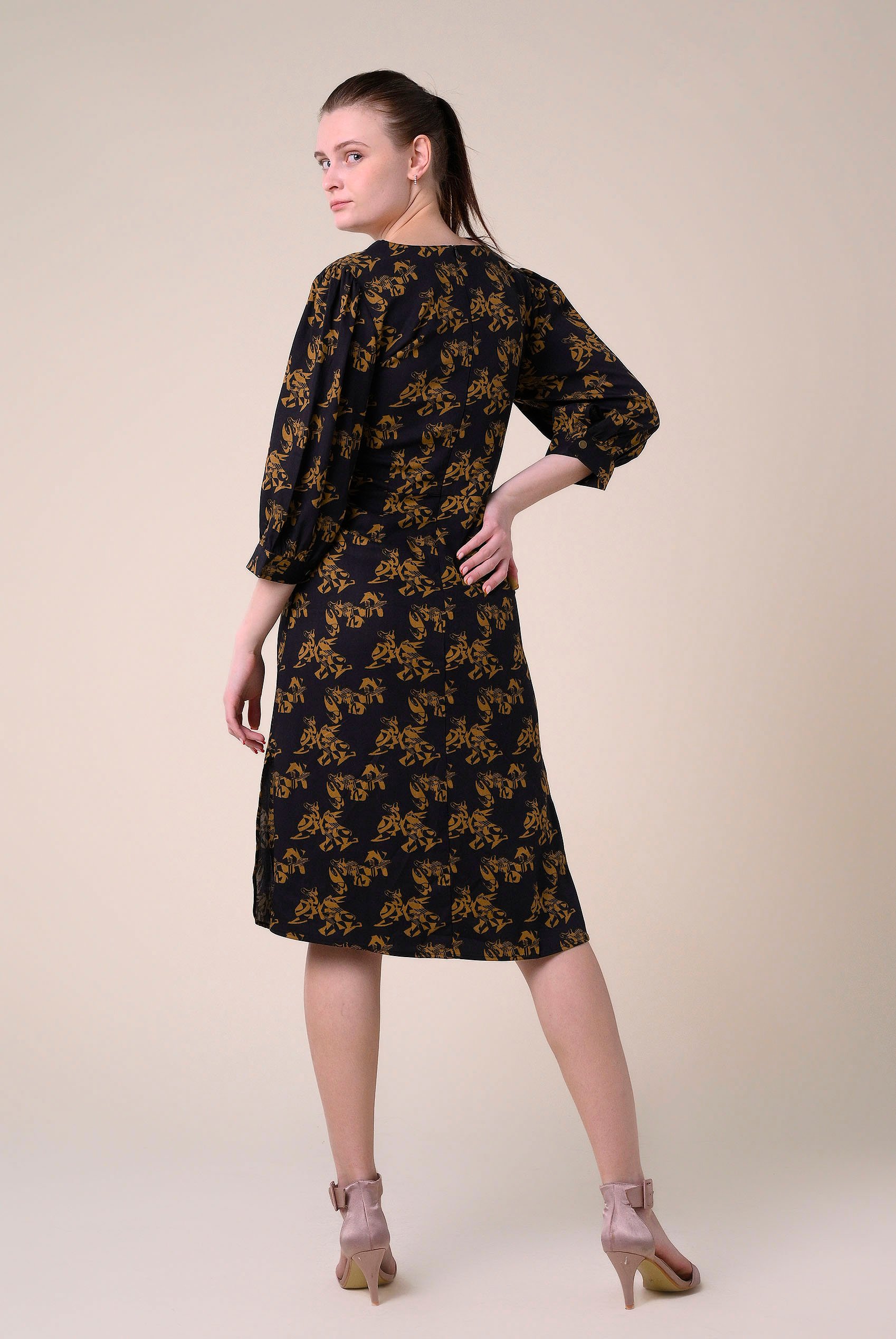 Womens Printed Square Neck Dress