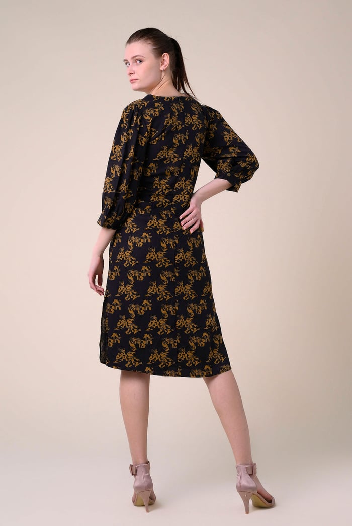 Womens Printed Square Neck Dress