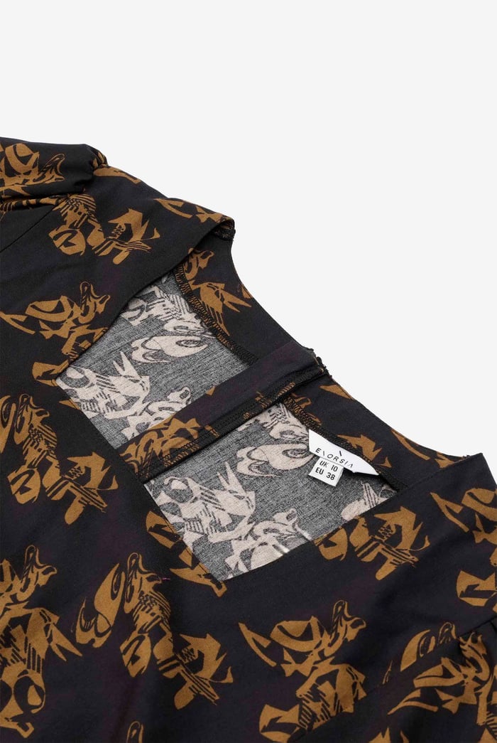 Womens Printed Square Neck Dress