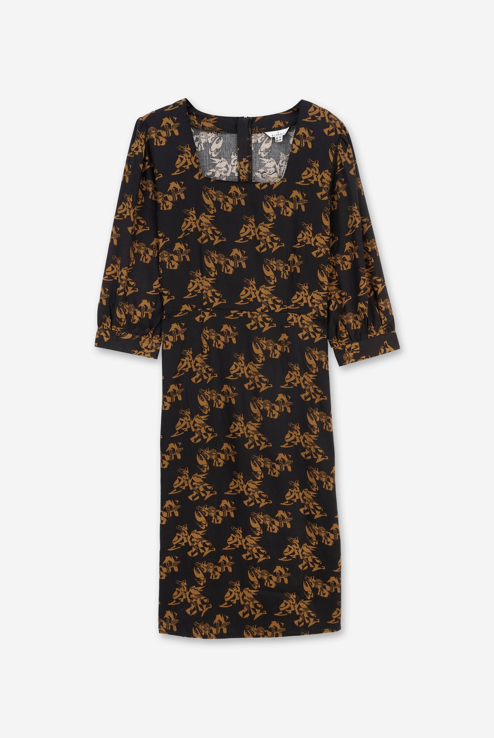 Womens Printed Square Neck Dress