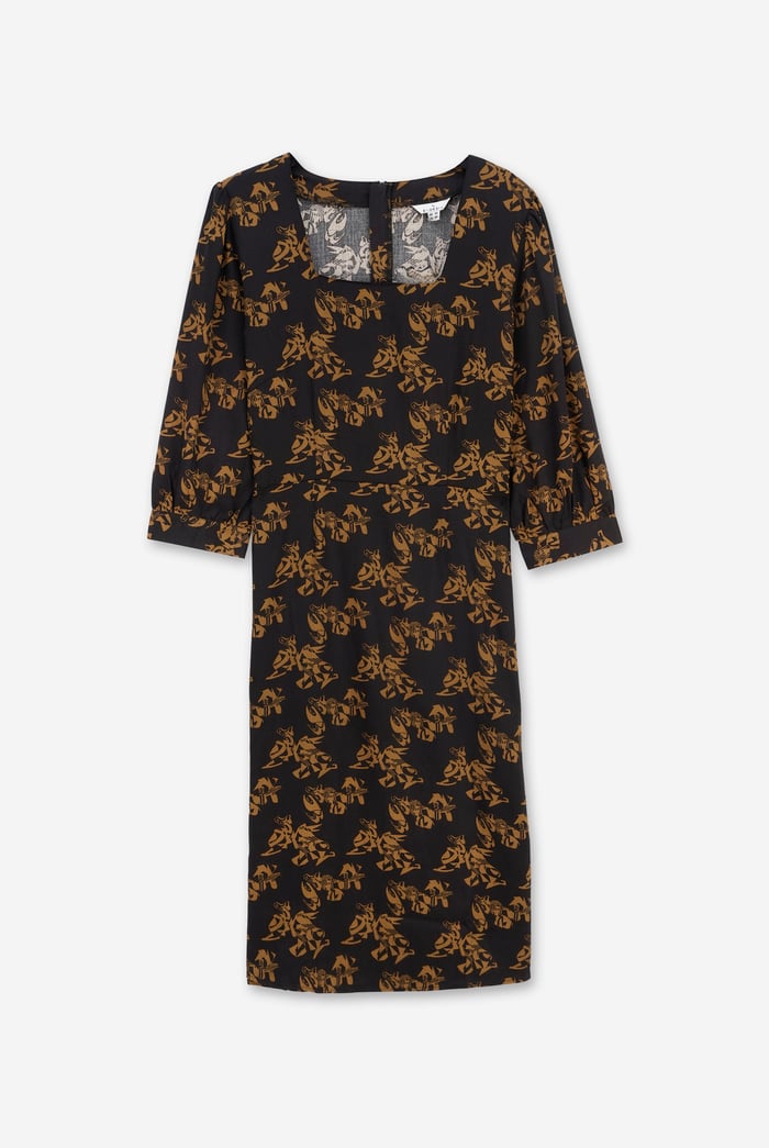 Womens Printed Square Neck Dress