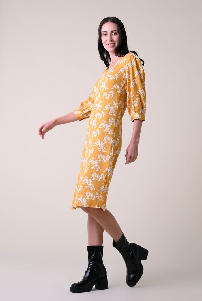 Womens Printed Square Neck Dress