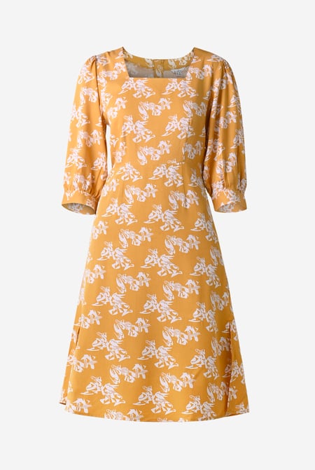 Womens Black Printed Square Neck Dress
