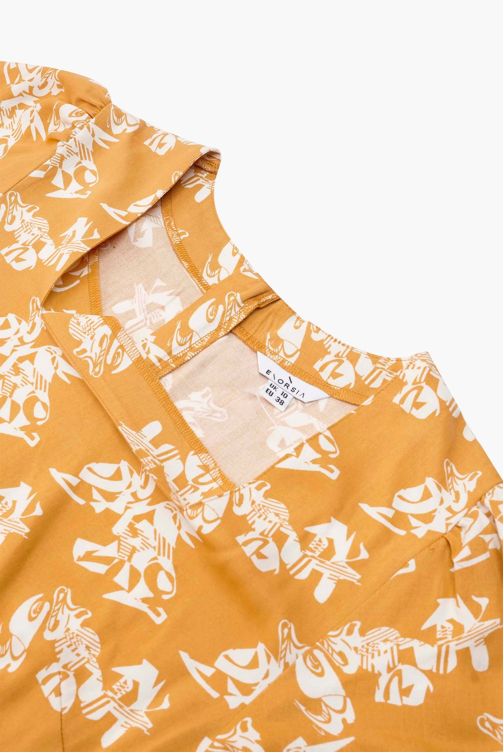 Womens Printed Square Neck Dress