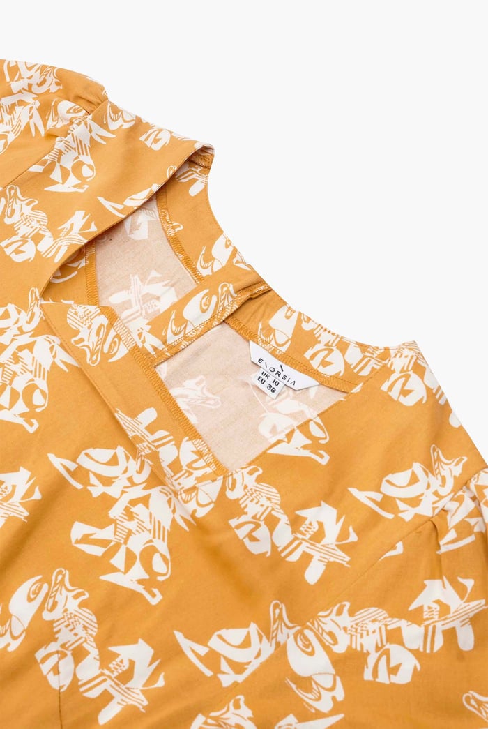 Womens Printed Square Neck Dress