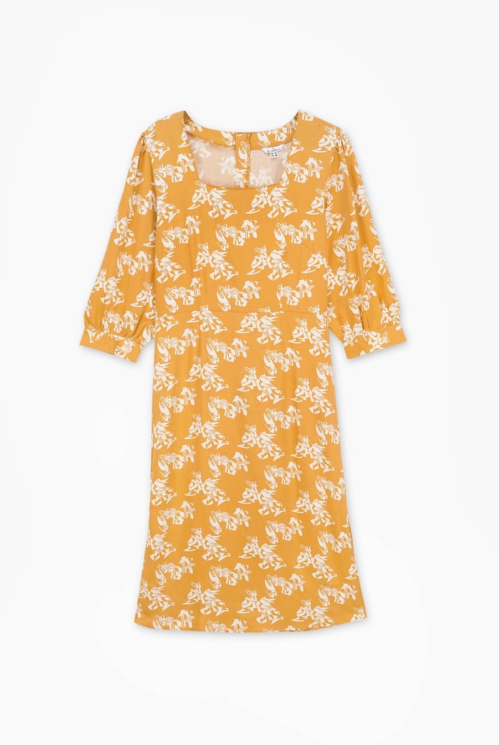 Womens Printed Square Neck Dress