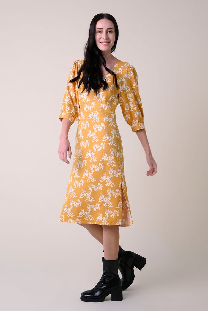 Womens Printed Square Neck Dress