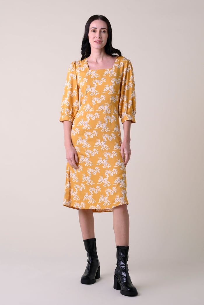 Womens Printed Square Neck Dress