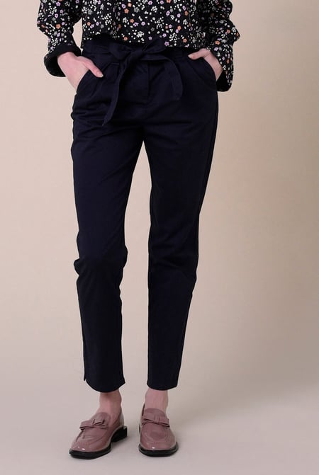 Womens Black Paper Bag Waist Trouser